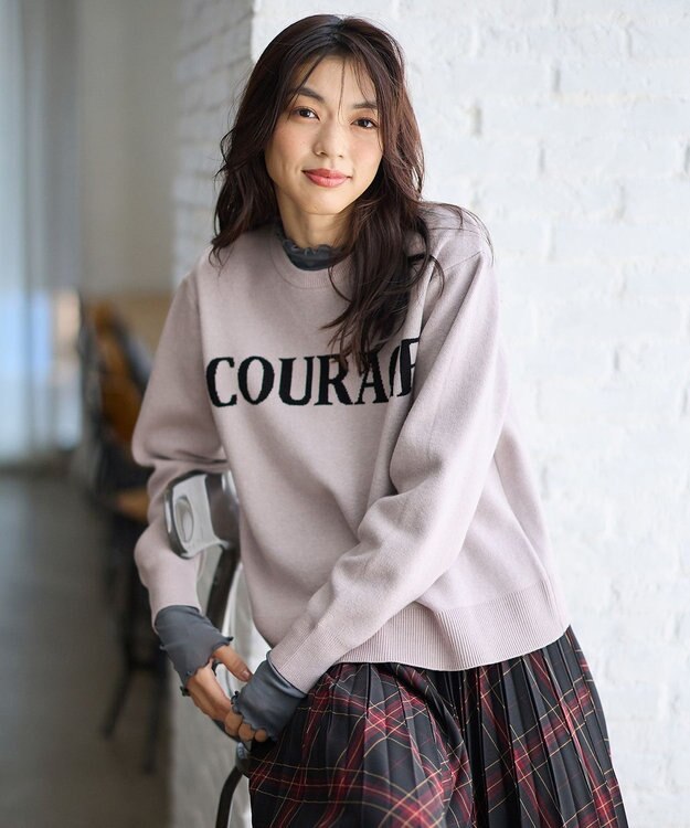 ANY 【洗濯機可】スウェットライクロゴニット オイスター