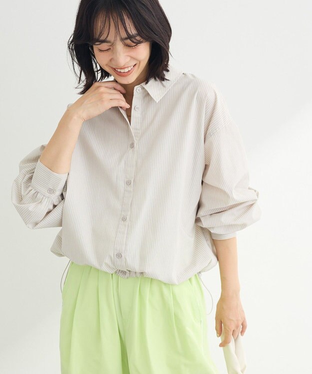 Green Parks イージーケア裾ドロストシャツ Gray