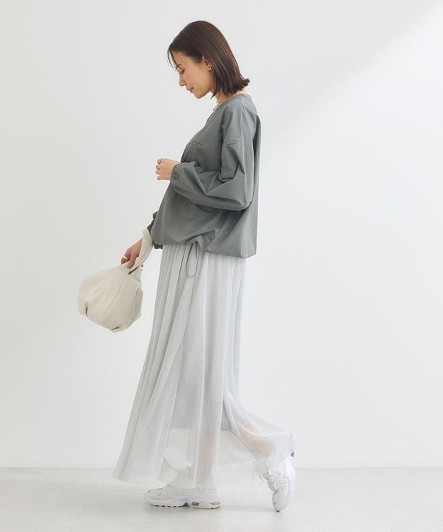 Green Parks ナイロンロゴＶネックプルオーバー Light Gray