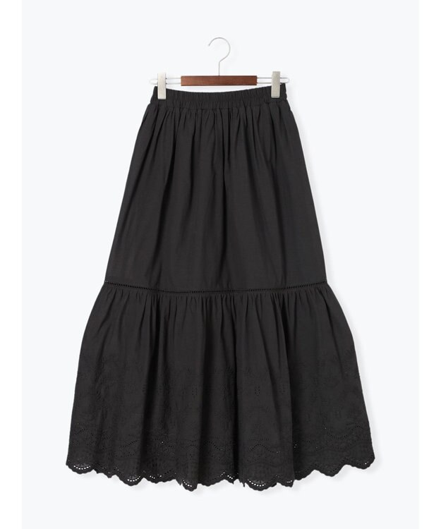 Te chichi エンブロイダリーティアードスカート チャコールグレー