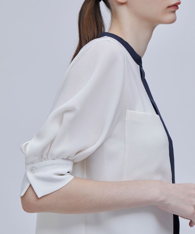 BEIGE， SIBYLLE /  配色カラーパフスリーブブラウス Ecru x Black
