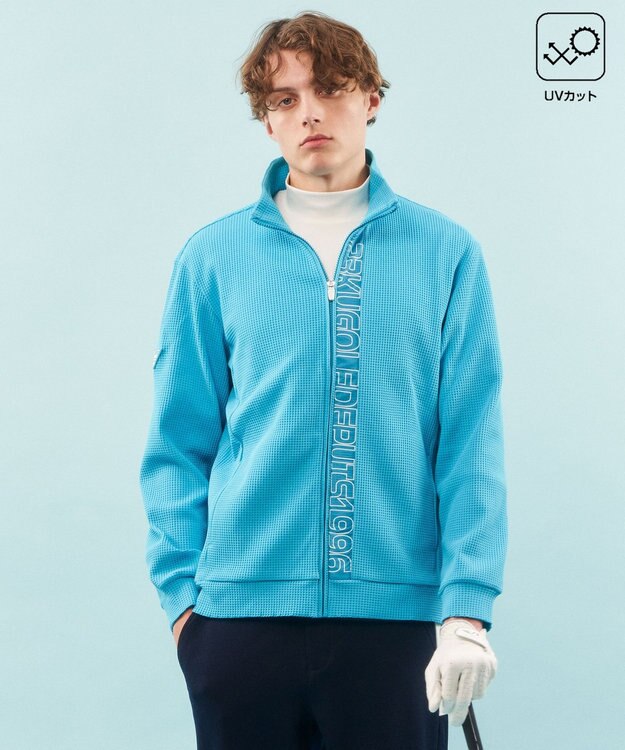23区GOLF 【MEN】【UVケア】ワッフル パーカー ターコイズブルー系
