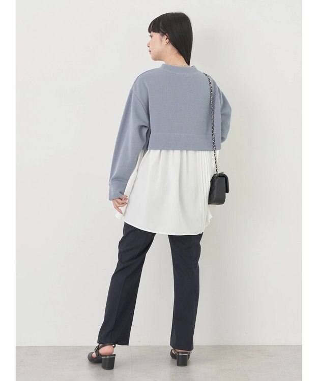 earth music&ecology プリーツヘムドッキングチュニック Blue Gray