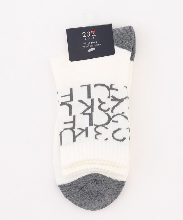 23区GOLF 【MEN】ロゴレギュラーソックス 18cm ホワイト系5