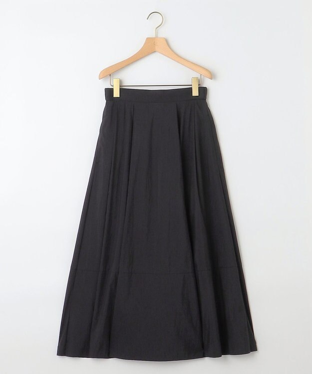組曲 【洗える・後ろゴム】ナイロンリヨセルタフタ フレアスカート ブラック系