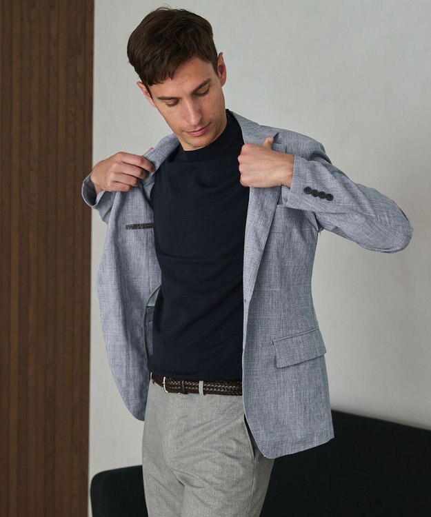 GOTAIRIKU 綿とポリのいいとこどり【洗濯機可】テーラード DRESS BIZ ニットTシャツ ネイビー系