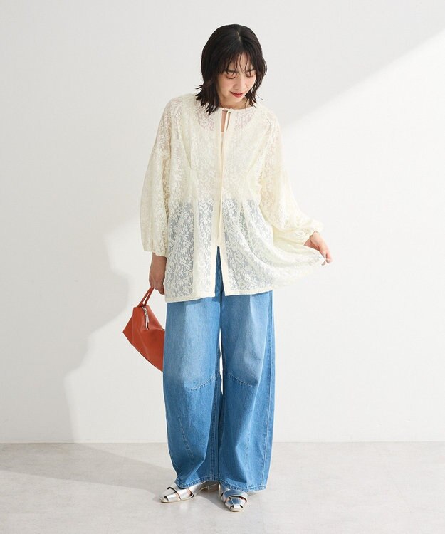 Green Parks メッシュレースタック入りプルオーバー Ivory