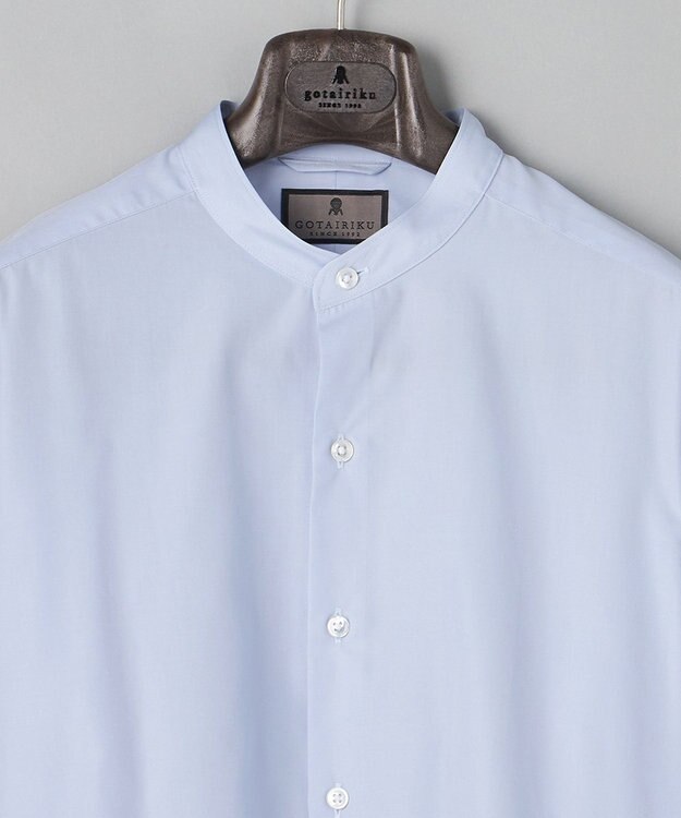 GOTAIRIKU 【シワになりにくい/洗える】ＴＣブロード シャツ_バンドカラー サックスブルー系