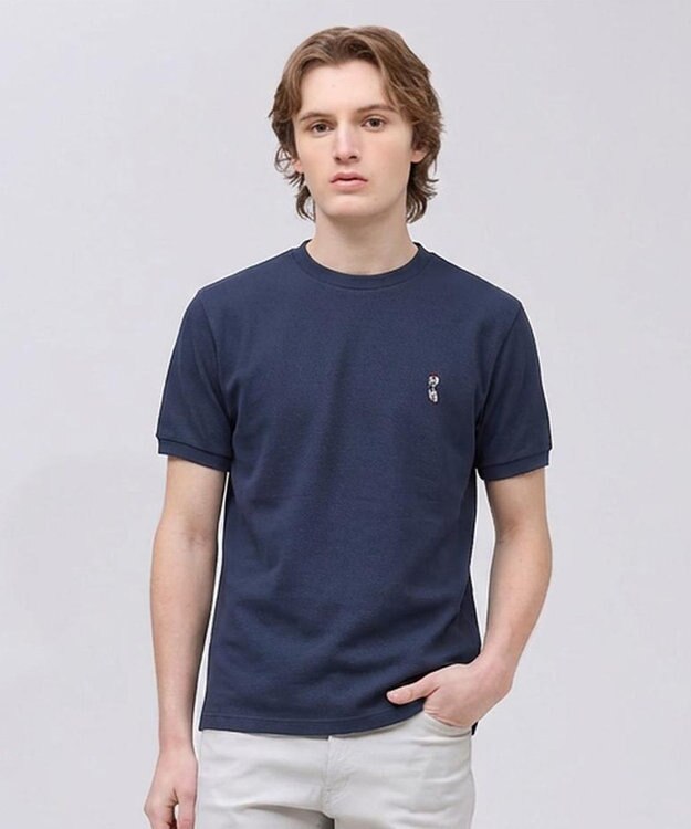 J.PRESS MEN 新デザイン【BULLDOG BOY】カノコレジメン クルーネック Tシャツ ネイビー系