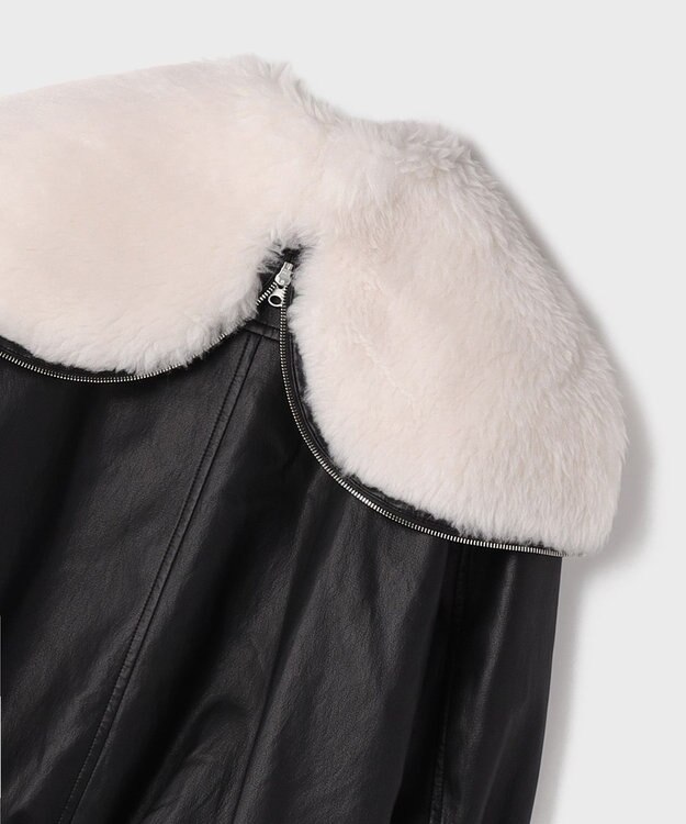 GRACE CONTINENTAL フェイクレザーボンバージャケット ブラック