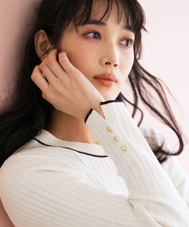 ANY SIS ラインポイント ニット オフ