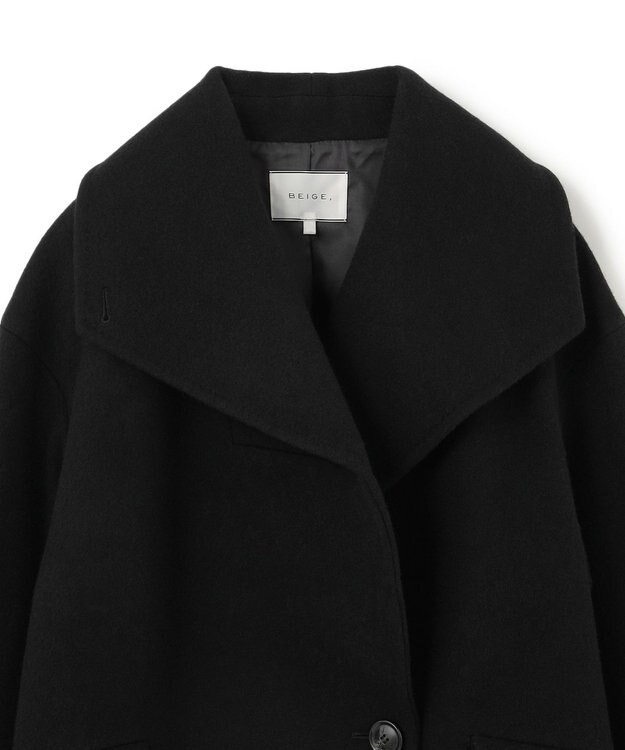 BEIGE， 【WEB限定】BORNIOL / ビックカラーコクーンコート Black