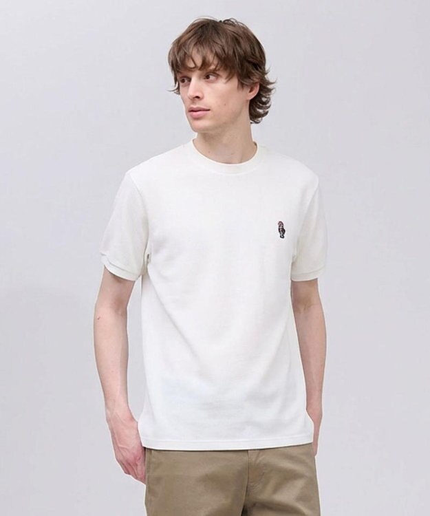 J.PRESS MEN 新デザイン【BULLDOG BOY】カノコレジメン クルーネック Tシャツ ホワイト系