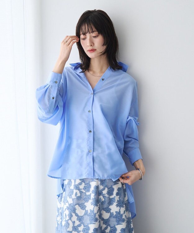 YECCA VECCA バック釦シアーシャツ Blue