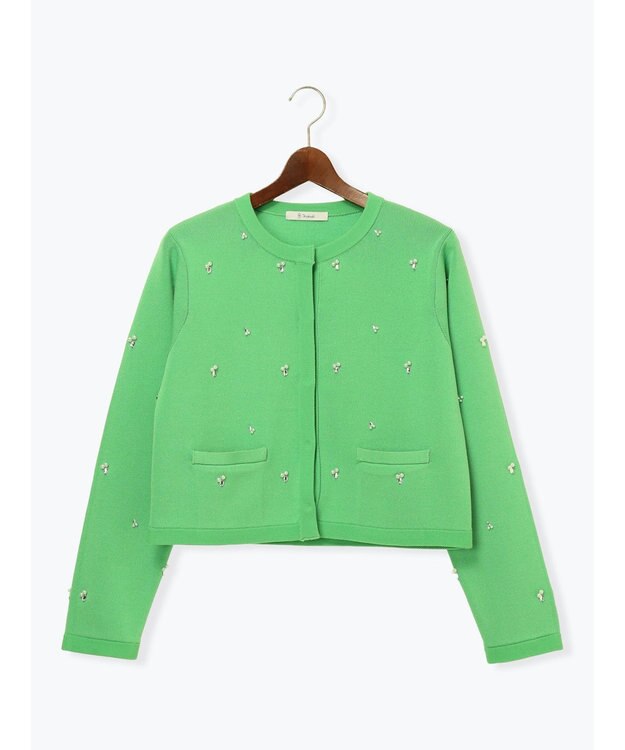 Te chichi パールビジューニットライトジャケット《2026 spring catalog item》 グリーン