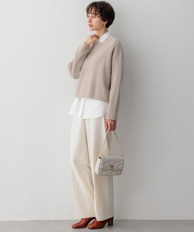 23区 【Oggi2月号掲載/洗える】カシミヤブレンド クロップド ニット ベージュ系