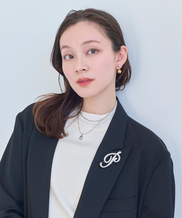 Phoebe パール×ドロップメタル3連ネックレス　シルバー シルバー