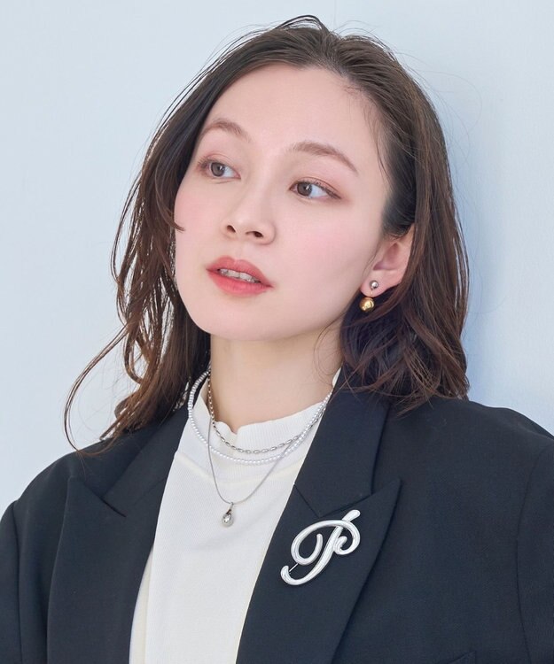 Phoebe パール×ドロップメタル3連ネックレス　シルバー シルバー