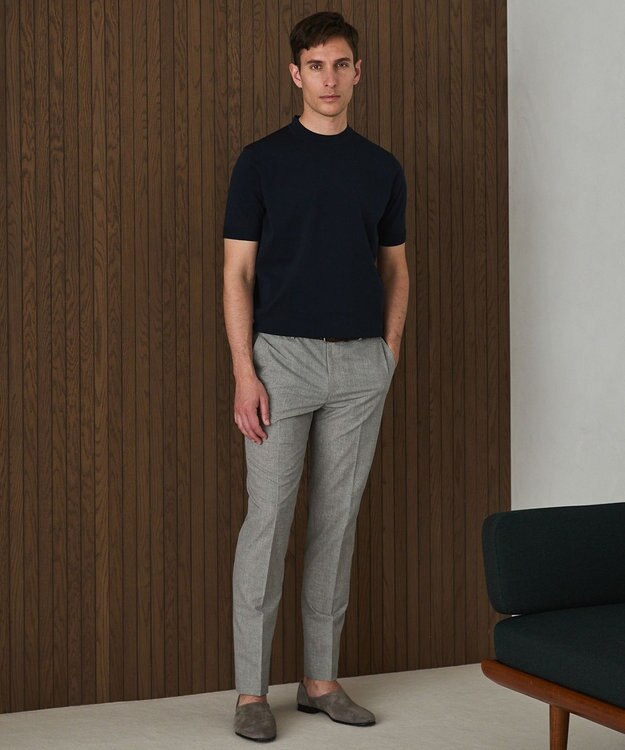 GOTAIRIKU 綿とポリのいいとこどり【洗濯機可】テーラード DRESS BIZ ニットTシャツ ネイビー系