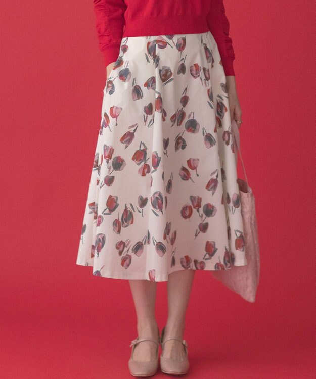 組曲 S チューリッププリント フレアスカート バレンタインレッド系5