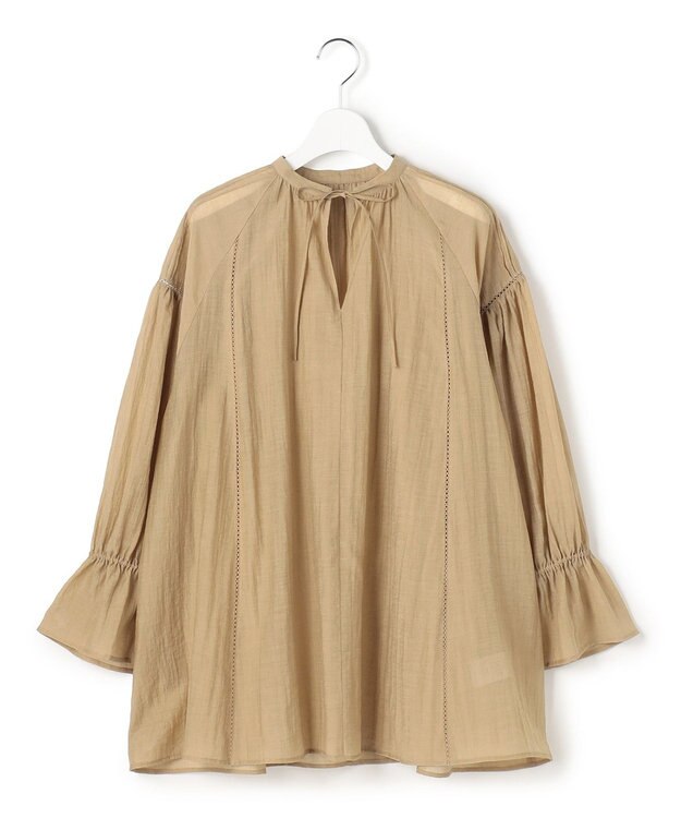 23区 【先行予約】リネンミックスシアースラブ ギャザーブラウス ベージュ系