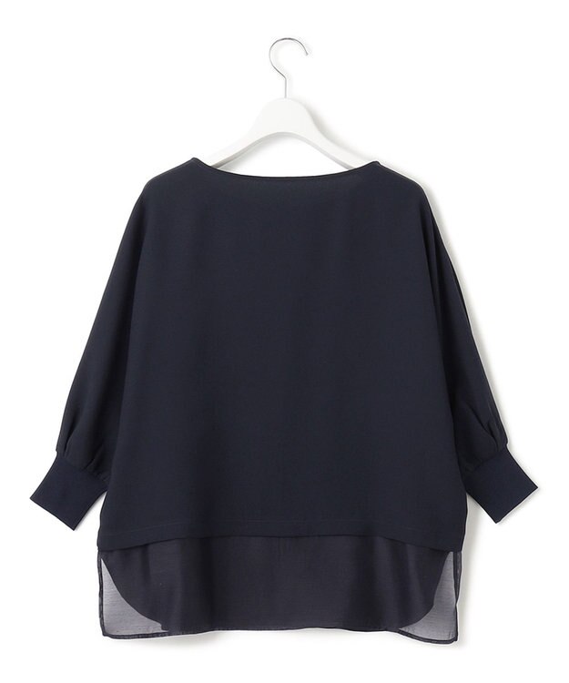 23区 S 【洗える/好評につき新色追加】ストレッチジョーゼットリブコンビ バックデザイン カットソー ネイビー系