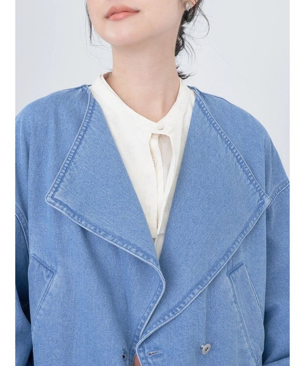 earth music&ecology ビッグカラーショートジャケット Light Indigo