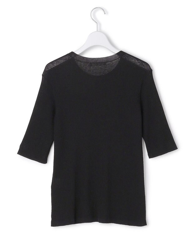 ICB L 【先行予約】 リネンブレンドシアー クルーネックリブニット ブラック