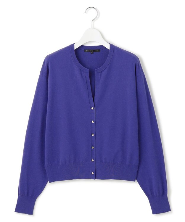 23区 S 【洗える/吊り干しOK】ヴィスコースストレッチ Vネック ニットカーディガン ブルー系