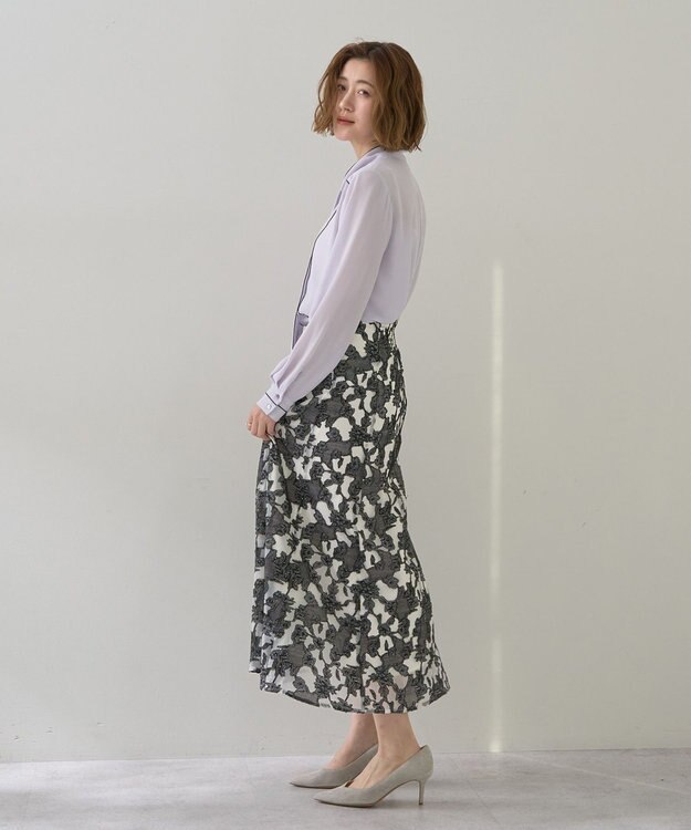 YECCA VECCA 配色ラインボウタイブラウス Off White