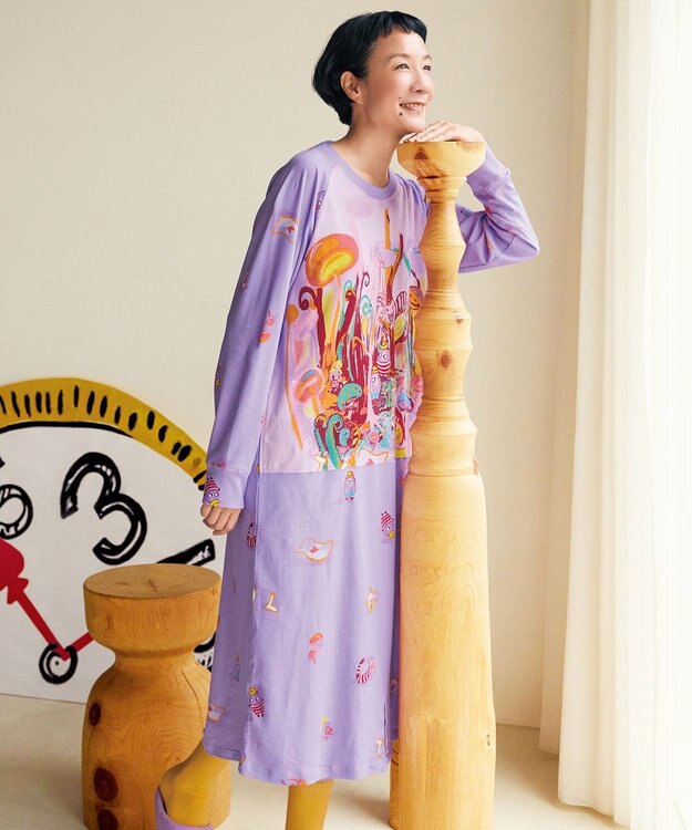 tsumori chisato SLEEP ツモリチサト ネグリジェ 綿100%(本体) スムース素材 長袖 ロング丈 ルームウエア レディース UNX589 /ワコール