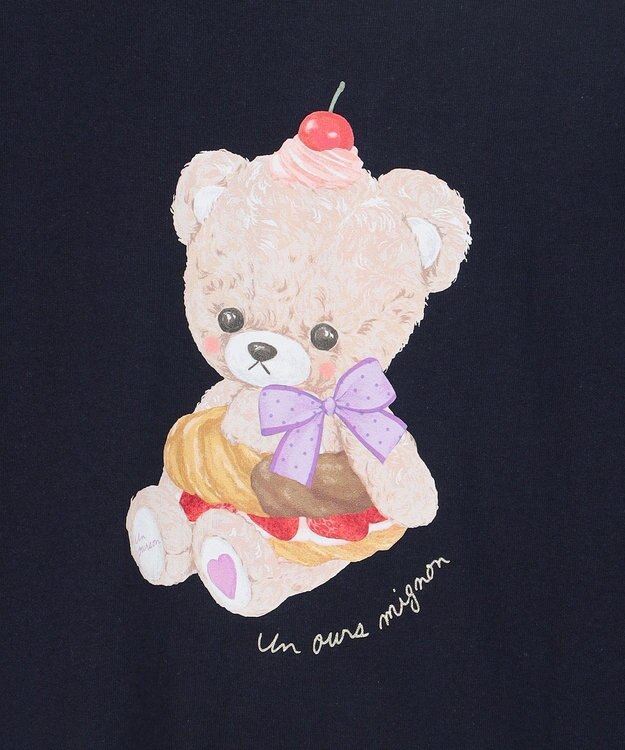 ANY KIDS アニマルモチーフ長袖Tシャツ ネイビー×くま