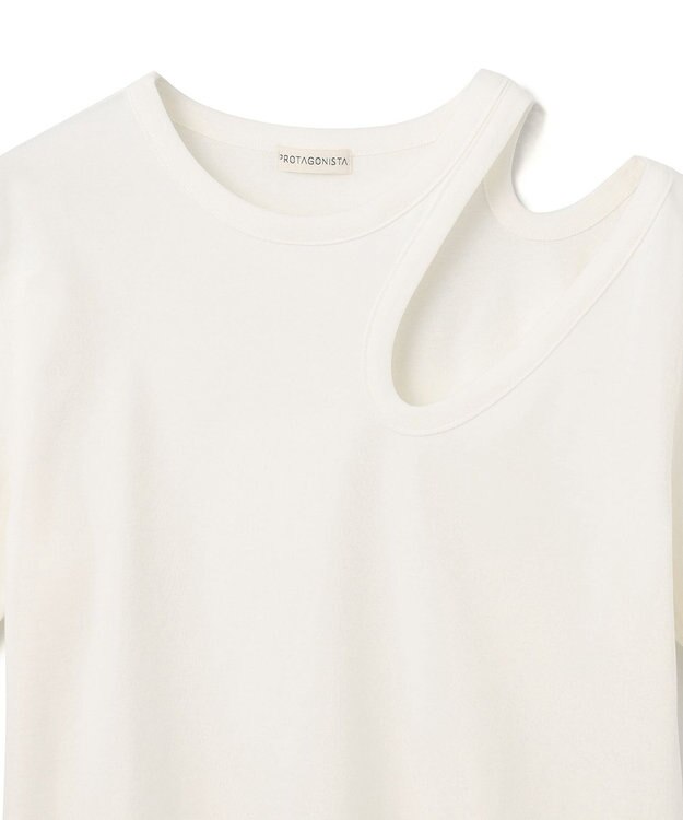 BEIGE， 【WEB限定】PROTAGONISTA / カットアウトTシャツ White