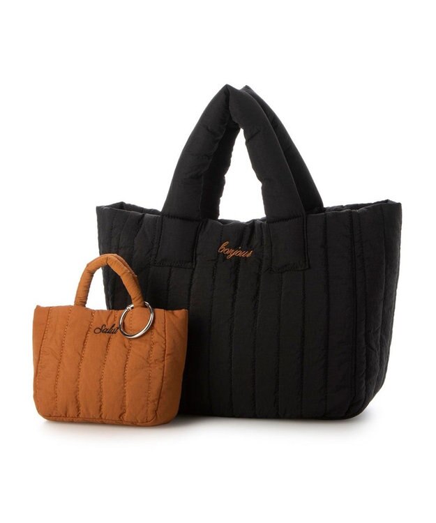 UNBILLION 【テレビ ドラマ着用アイテム】カシュカシュ cachecache / 親子キルティング刺繍トートバッグ ブラック