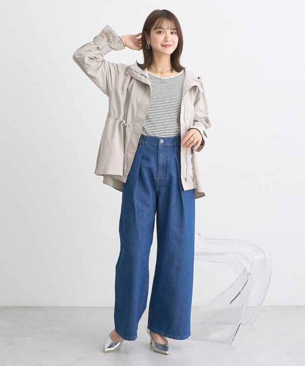 earth music&ecology ドロストペプラムマウンテンパーカー Gray Beige