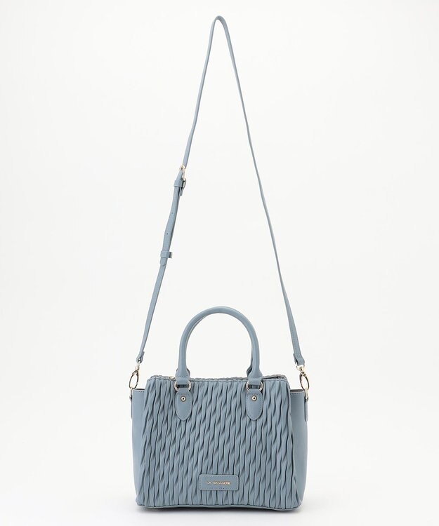 LA BAGAGERIE ランダムプリーツ2WAYハンドバッグ ライトブルー