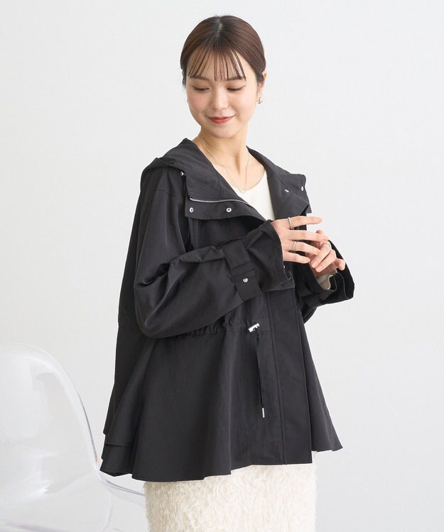 earth music&ecology ドロストペプラムマウンテンパーカー Black