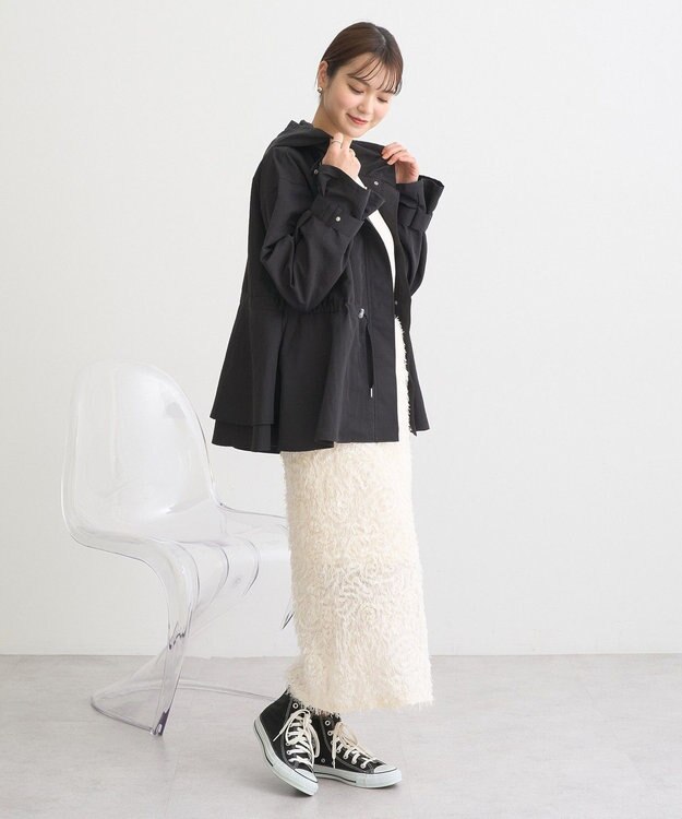 earth music&ecology ドロストペプラムマウンテンパーカー Black