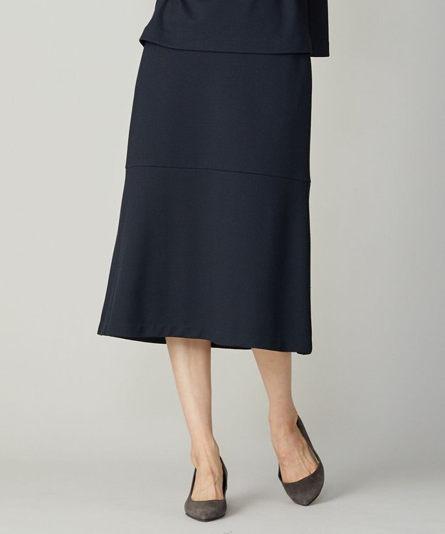 J.PRESS LADIES S 【洗える】ジャカード フレアー スカート ネイビー系