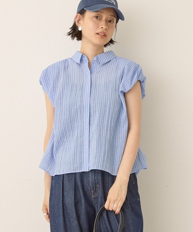 AMERICAN HOLIC バルーンスリーブドロストブラウス Stripe