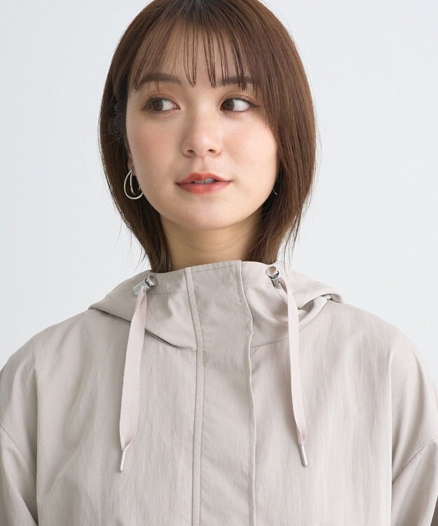 earth music&ecology ドロストペプラムマウンテンパーカー Gray Beige