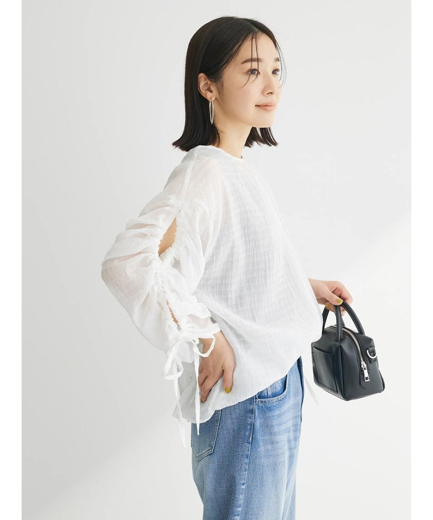 Green Parks ・ＥＬＥＮＣＡＲＥ　ＤＵＥ　バックリボンブラウス Off White