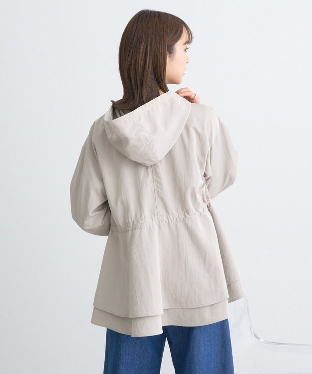 earth music&ecology ドロストペプラムマウンテンパーカー Gray Beige