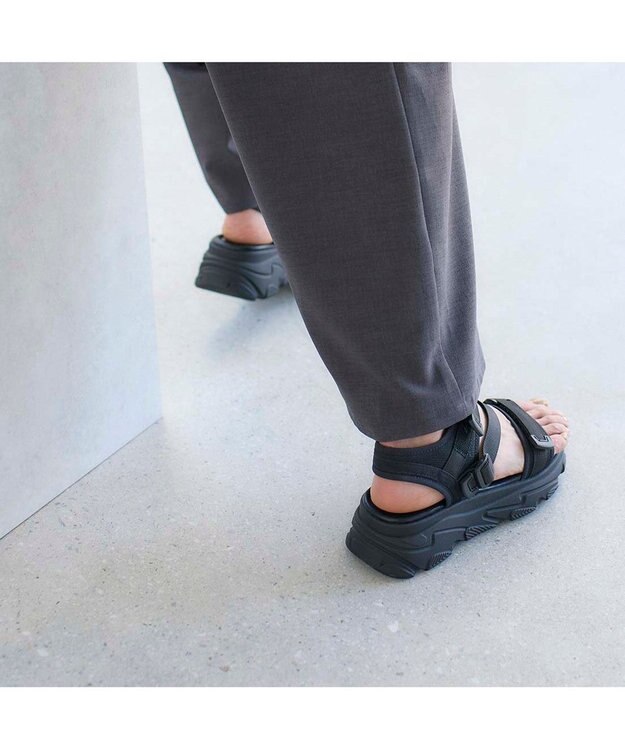 MODE ET JACOMO <noyau>トリプルベルクロ厚底スポーツサンダル ブラック
