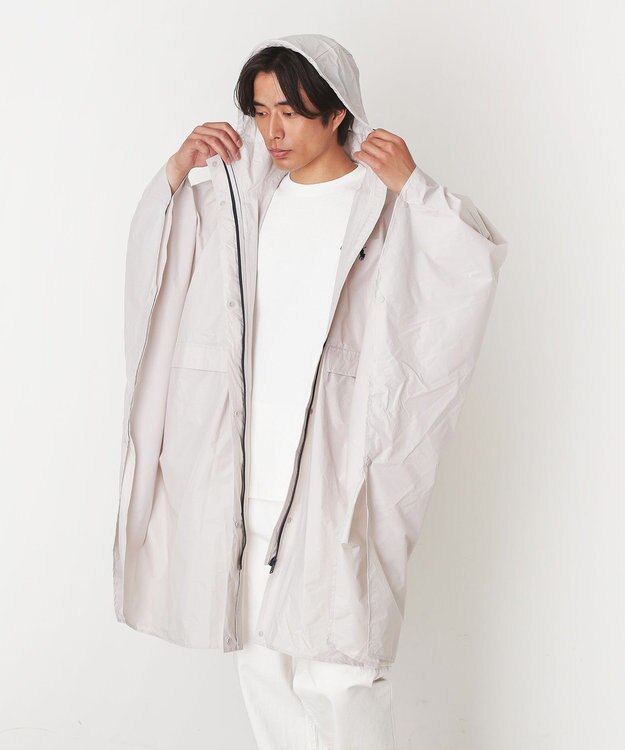 MOONBAT POLO RALPH LAUREN(ポロ ラルフローレン) ポロポニー ポケッタブル レインポンチョ レインコート 無地 フード 収納袋 ロゴ入 レディース ライトグレー