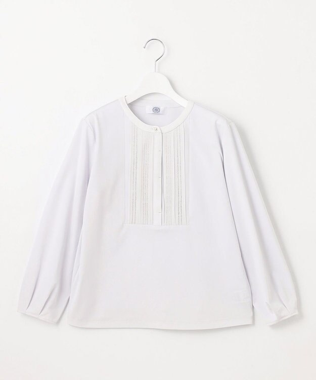 J.PRESS LADIES S 【吸水速乾】プレーティングジャージー ハシゴレース カットソー ライトグレー系