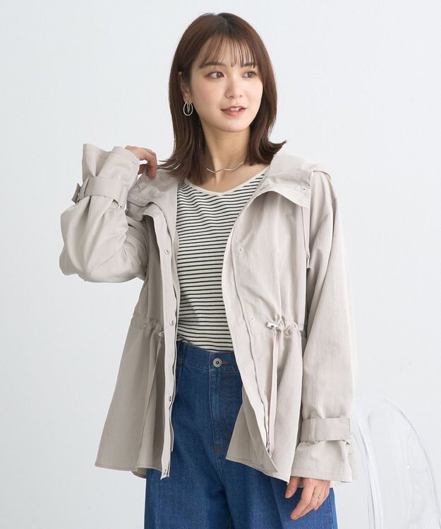 earth music&ecology ドロストペプラムマウンテンパーカー Gray Beige