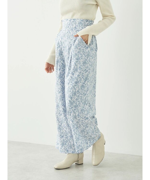 earth music&ecology 隠れウサギ柄パンツ Ecru