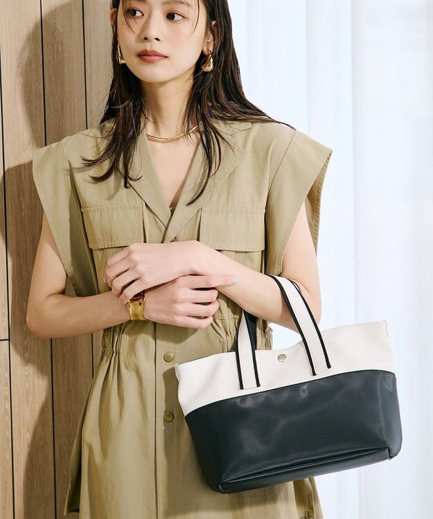 TOPKAPI 【Breath TOPKAPI】Bright ブライト カラーブロックミニ トートバッグ オフ