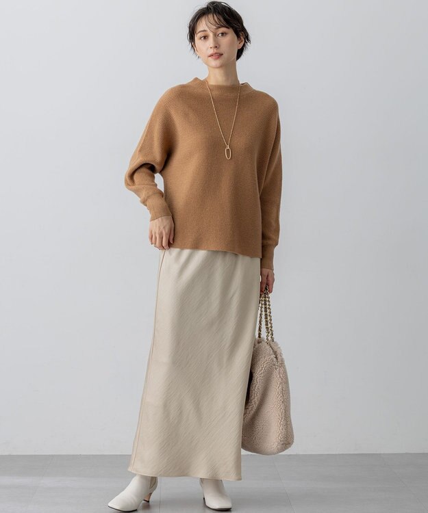 23区 【洗える】ウールカシミヤラメ ドルマンスリーブ ニット キャメル系